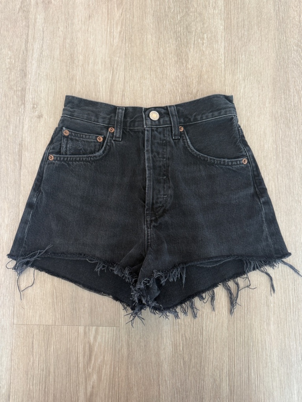 Agolde Mila Denim Shorts Black